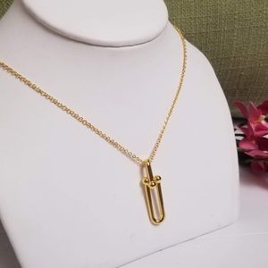18k Gold Plated Link Hardware Necklace with chain